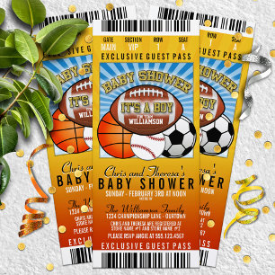 Invitation Baby shower de fête à thème sportif