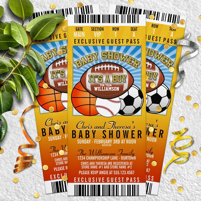 Invitation Baby shower de fête à thème sportif (Créateur téléchargé)