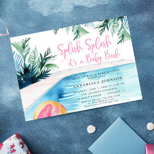 Invitation Baby shower de fête de piscine chic c'est une fill