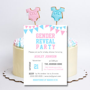 Invitation Baby shower DE FÊTE DE RÉVÉLATION DE GENRE Rose