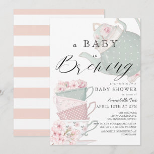 Invitation Baby shower de fête du thé rose brassant pour bébé