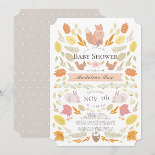 Invitation Baby shower de feuillage d'automne pour les animau