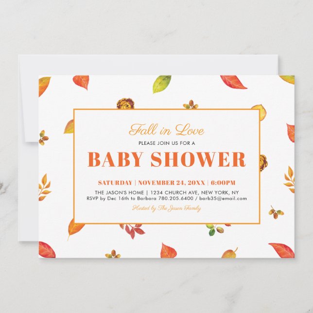Invitation Baby shower de feuilles d'automne/autom (Devant)