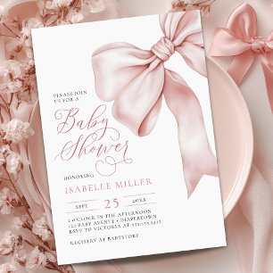 Invitation Baby shower de fille à la cou rose