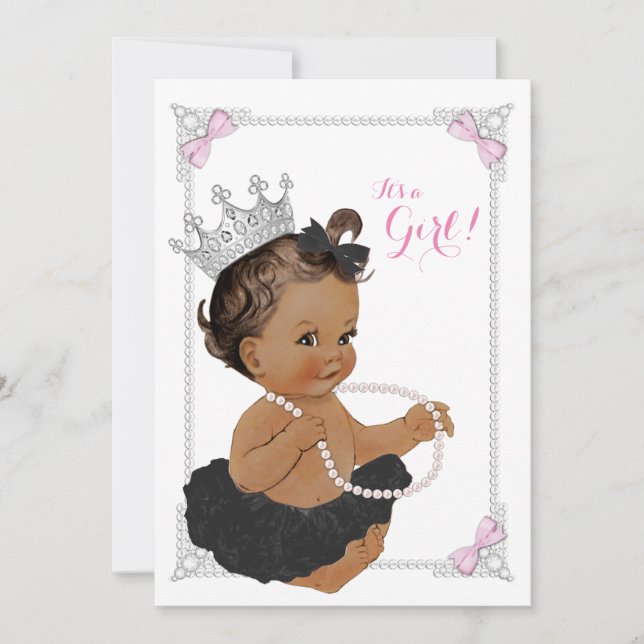 Invitation Baby shower de fille à perle rose Tutu (Devant)