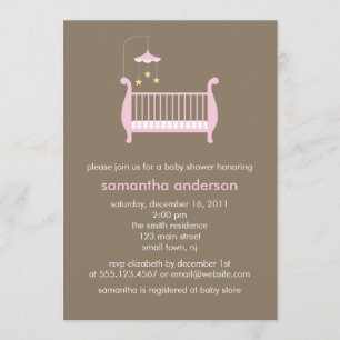 Invitation Baby shower de fille au lit rose