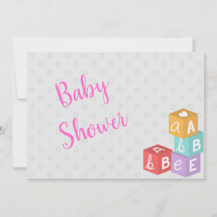 Invitation Baby shower de fille avec blocs ABC