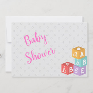 Invitation Baby shower de fille avec blocs ABC
