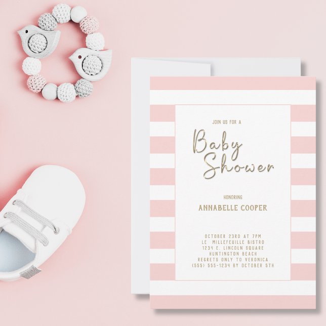 Invitation Baby shower de fille blanc rose pâle (Créateur téléchargé)