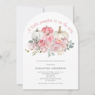 Invitation Baby shower de fille Citrouille rose