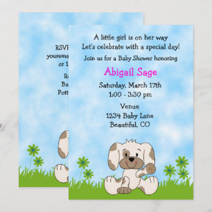 Invitation Baby shower de fille de chien de chiot mignonne