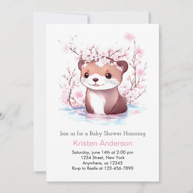 Invitation Baby shower de fille de Fleur sauvage Whimsical Ot (Devant)