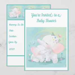 Invitation Baby shower de fille de garçon éléphant vert à la 