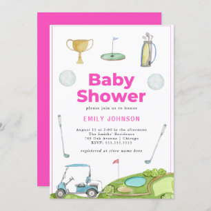 Invitation Baby shower de fille de golf