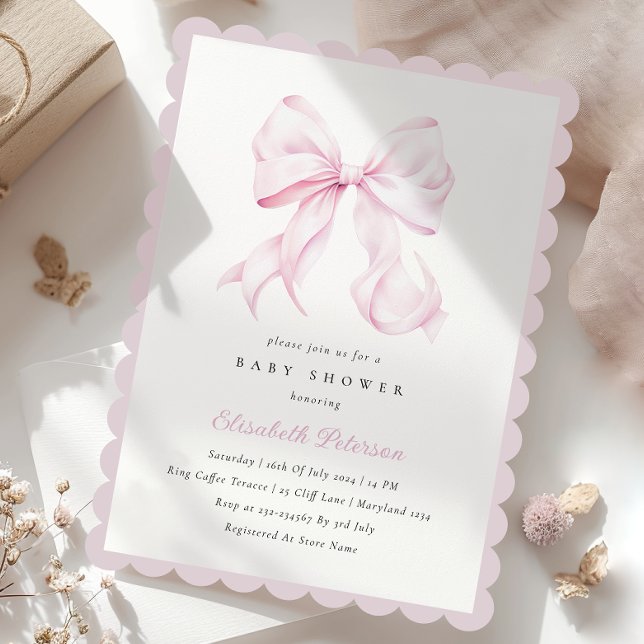 Invitation Baby shower de fille de la croupe rose (Créateur téléchargé)