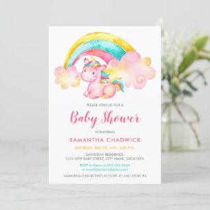 Invitation Baby shower de fille de la licorne magique