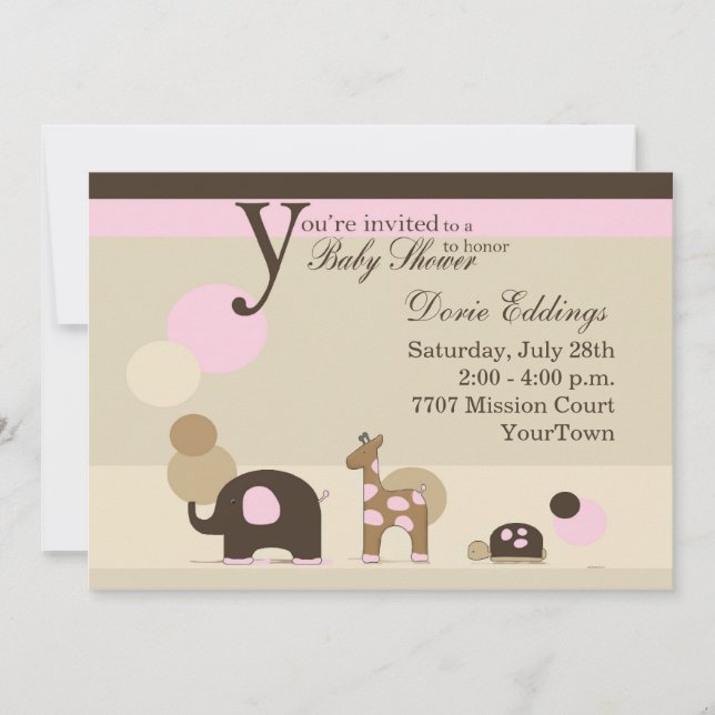 Invitation Baby shower de fille de peluche (Devant)