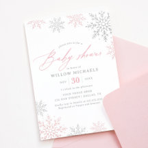 Baby shower de fille d'hiver Pink Snowflake
