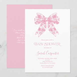 Invitation Baby shower de fille en toile de cou rose Invitati
