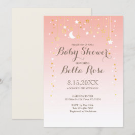 Invitation Baby shower de fille étoile rose pâle