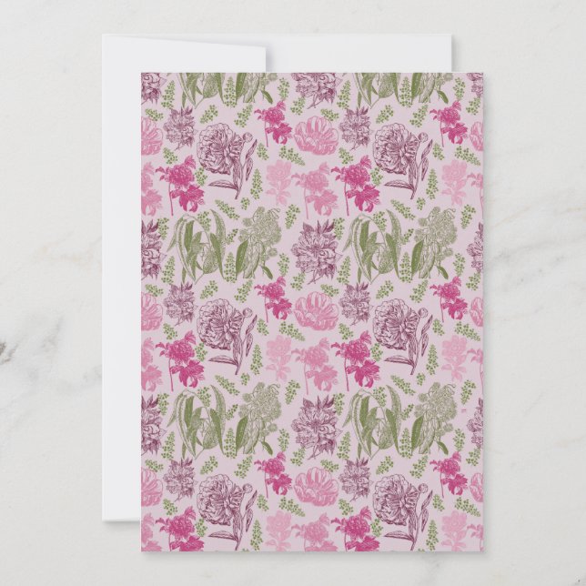 Invitation Baby shower de fille Eucalyptus Peony botanique (Dos)