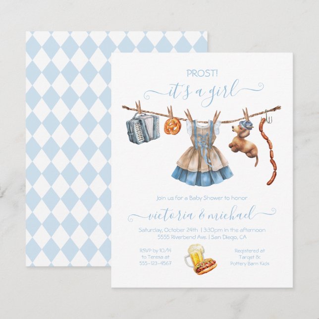 Invitation Baby shower de fille Oktoberfest (Devant / Derrière)