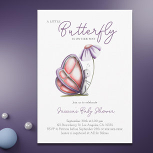 Invitation Baby shower de fille papillon aquarelle