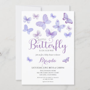 Invitation Baby shower de fille papillon Lavender Little