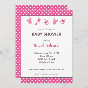 Invitation Baby shower de fille Pink Polka Dot
