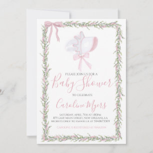 Invitation Baby shower de fille Pink Preppy Bonnet
