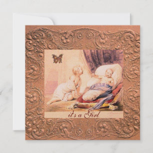 Invitation Baby shower DE FILLE ROSE AVEC Champagne BOUTEILLE