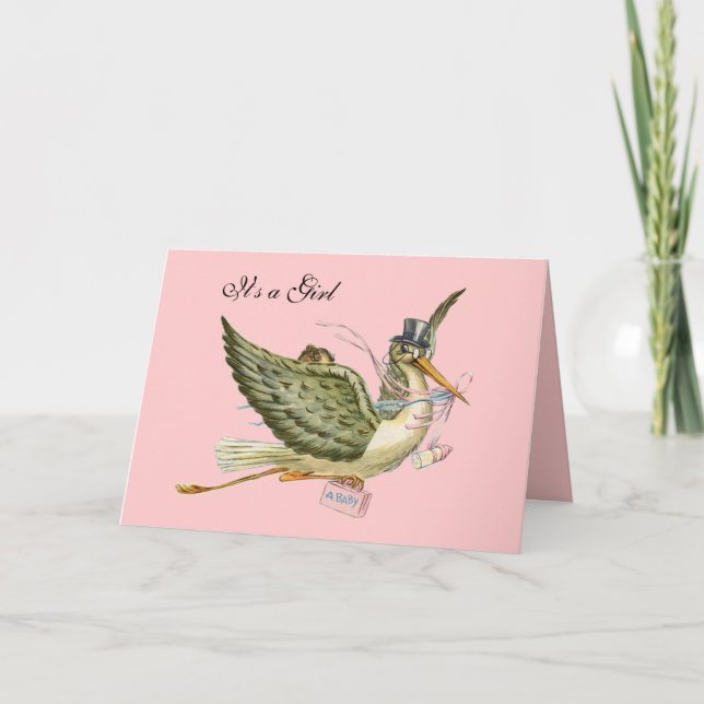 INVITATION BABY SHOWER DE FILLE STORK (Devant)