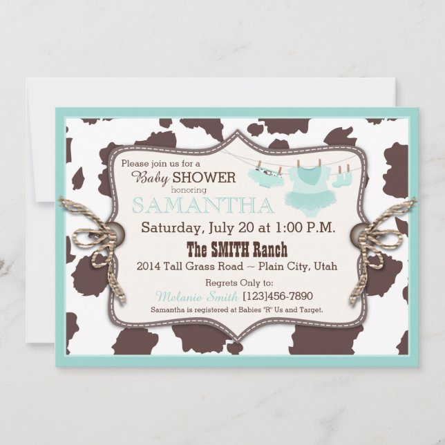 Invitation Baby shower de fille turquoise Tutu (Devant)
