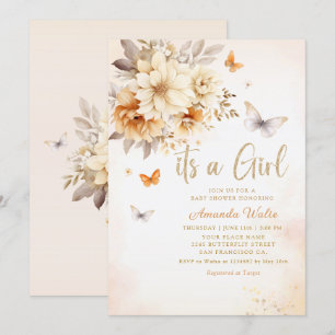 Invitation Baby shower de filles Boho Fleur sauvage Aquarelle