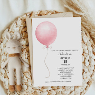 Invitation Baby shower de filles de ballons rose moderne