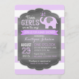 Invitation Baby shower de filles de jumeau de rayure