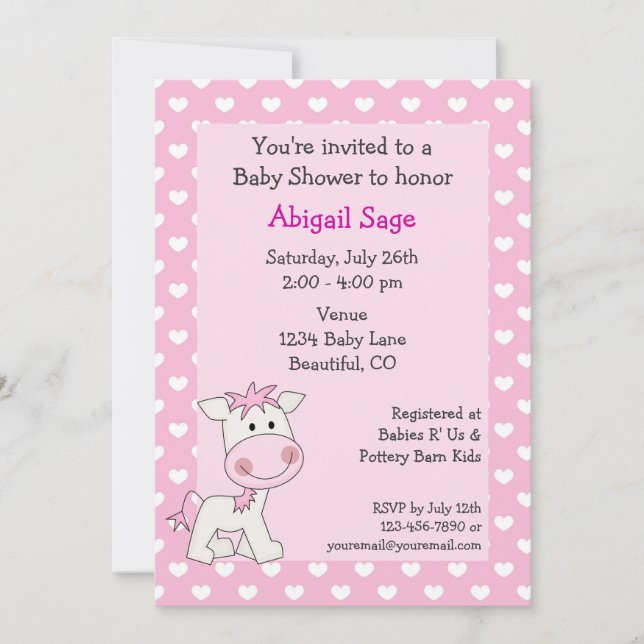 Invitation Baby shower de filles de poitrine mignonne et de c (Devant)