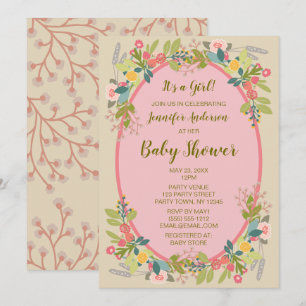 Invitation Baby shower de filles florales du jardin