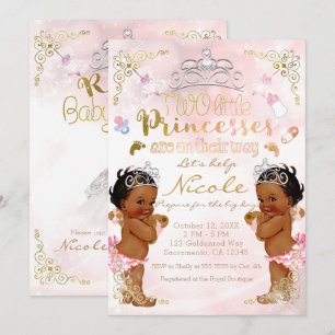 Invitation Baby shower de filles jumelles roses Princess