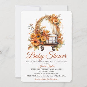 Invitation Baby shower de filles nouveau-nées Basinet automne