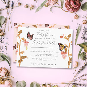 Invitation Baby shower de filles papillon rose moderne Boho