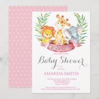 Invitation Baby shower de filles Safari Jungle Ani
