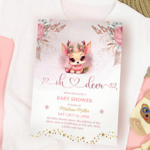 Invitation Baby shower de filles Woodland d'hiver