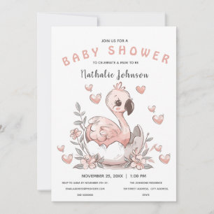 Invitation Baby shower de Flamant rose à couver mûr