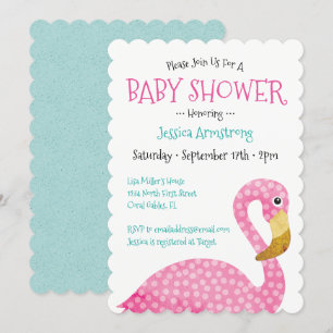 Invitation Baby shower de Flamant rose de rose de point de