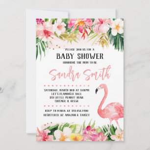 Invitation Baby shower de Flamant rose floral