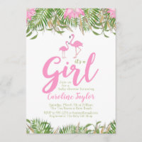 Baby shower de Flamant rose Floral Aquarelle Invit