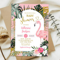 Baby shower de Flamant rose Tropical Monstera Rose