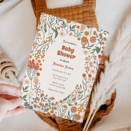 Invitation Baby shower de Fleur sauvage de pré Super Boho