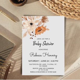 Invitation baby shower de fleurs bohème minimaliste modifiabl